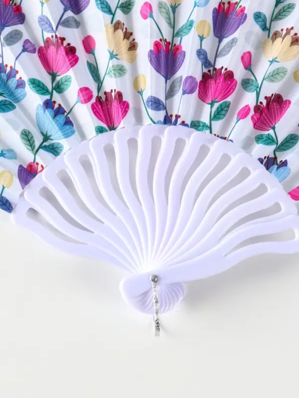 Веер пластик, текстиль  Веер пластик, текстиль "Ситец цветочный" МИКС 23 см