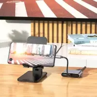 Адаптер Hoco HB30, HDMI/VGA/USB3.0/PD 15 см, серый