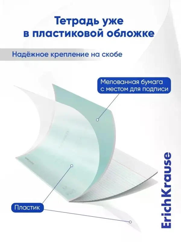 Тетрадь 12 листов в клетку ErichKrause CoverPro fizzy, бирюзовая
