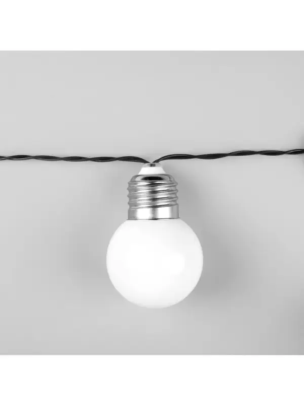 Гирлянда &laquo;Нить&raquo;, 2.7 м, с насадками &laquo;Белые шары&raquo;, уличная, IP44, 10 LED, 8 режимов, солнечная батарея, тёмная нить, свечение тёплое белое