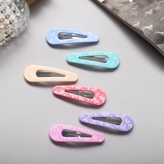 Невидимка для волос  Невидимка для волос "Беатрис" (набор 6 шт) бабочки, 5 см