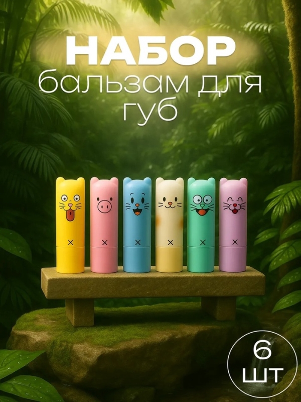 Набор бальзам для губ "Мяу ", 6 шт