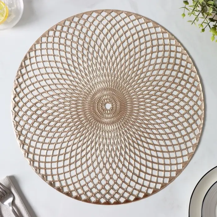 Салфетки сервировочные на стол Доляна &laquo;Вира&raquo;, 4 шт., d=38 см, золотые