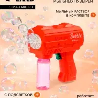 Генератор мыльных пузырей &laquo;Пистолет&raquo;, световые эффекты, работает от батареек, красный