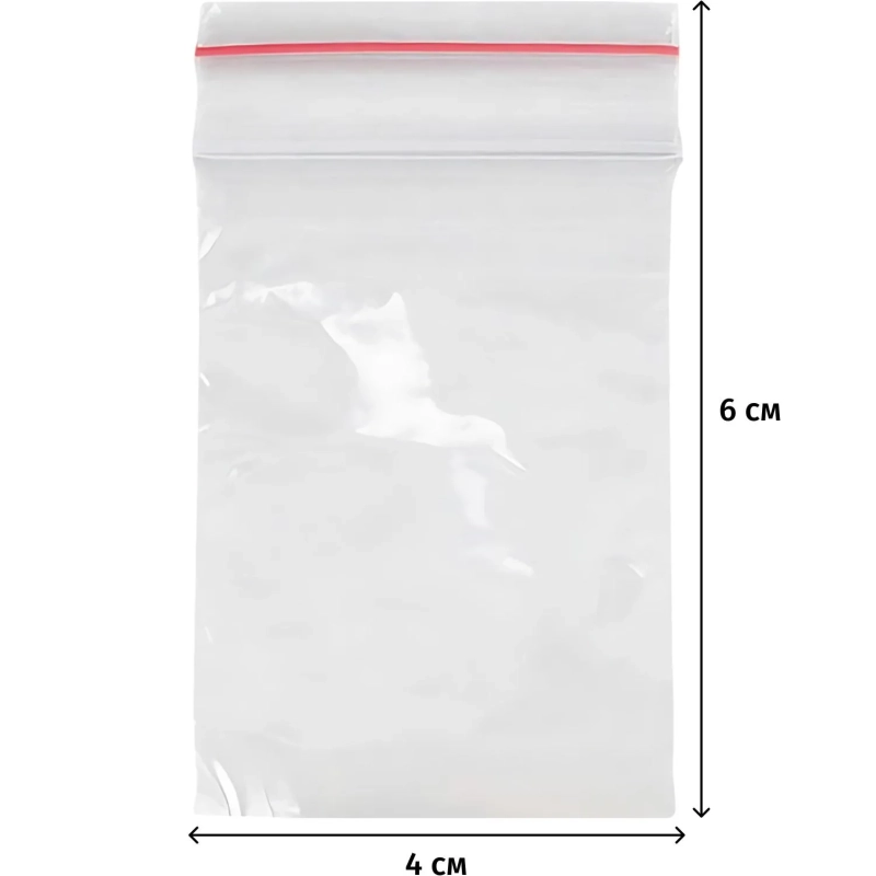 Пакет с замком (Zip Lock) 4х6 см, 32 мкм, 100 шт/уп