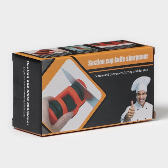 Точилка для ножей Доляна «Профи», 13×7×4,5 см, с полировкой, на присоске, цвет красный