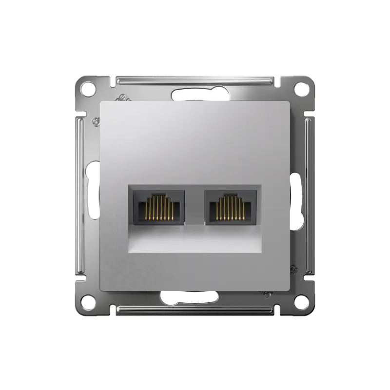 Розетка ATLASDESIGN двойная компьютерная RJ45+RJ45 категория 5E механизм алюминий