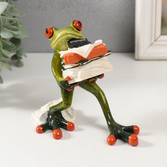 Сувенир полистоун лак Сувенир полистоун лак "Лягуха - Бухгалтер" 11х13х5,5 см