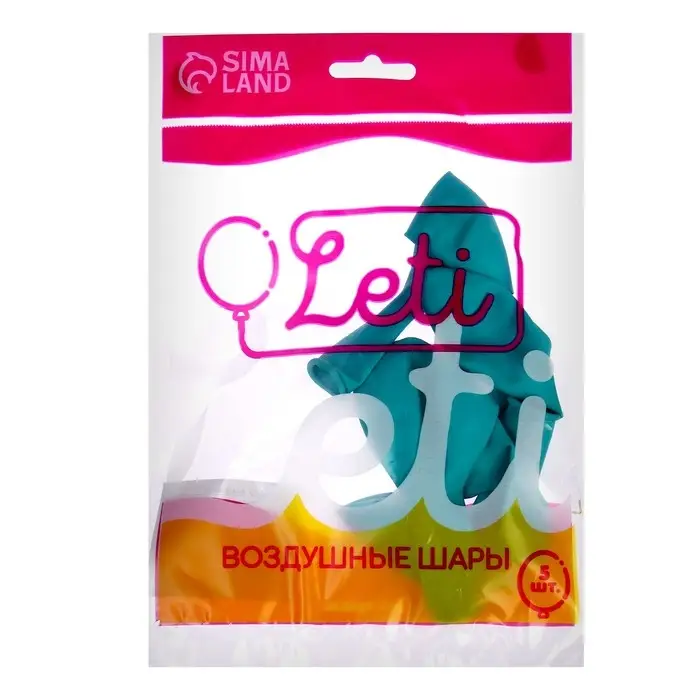 Воздушные шары латексные 10 Воздушные шары латексные 10", пастель, 5 шт., бирюзовые