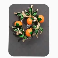 Брошь "Ветка апельсинов", цвет оранжево-зелёный в золоте Брошь "Ветка апельсинов", цвет оранжево-зелёный в золоте