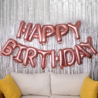 Шары воздушные фольгированные 16" «Happy Birthday», цвет розовое золото
