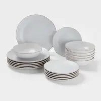 Тарелки Доляна &laquo;Ваниль&raquo;, 18 предметов: 6 тарелок d=19 см, 6 тарелок d=27 см, 6 мисок d=19 см, керамика, белые