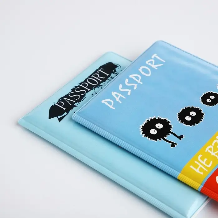 Подарочный набор: 2 обложки для паспорта, цвет голубой