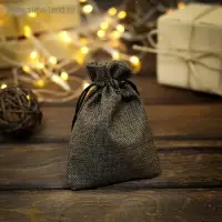 Мешочек подарочный из холщи, чёрный, 10×14 см