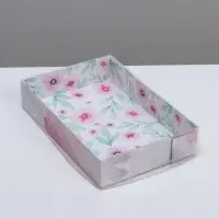 Кондитерская упаковка, коробка для макарун с PVC крышкой, &laquo;Весенний подарок&raquo;, 18&times;12&times;3.5 см