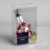 Ёлочный шар &laquo;Шишки с красной мишурой&raquo;, 5 LED, от батареек, свечение белое