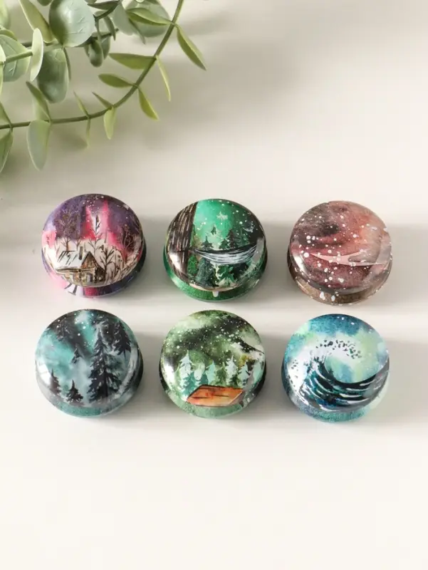 Шкатулка металл круглая "Стихии" набор 12 шт 4х4х2 см