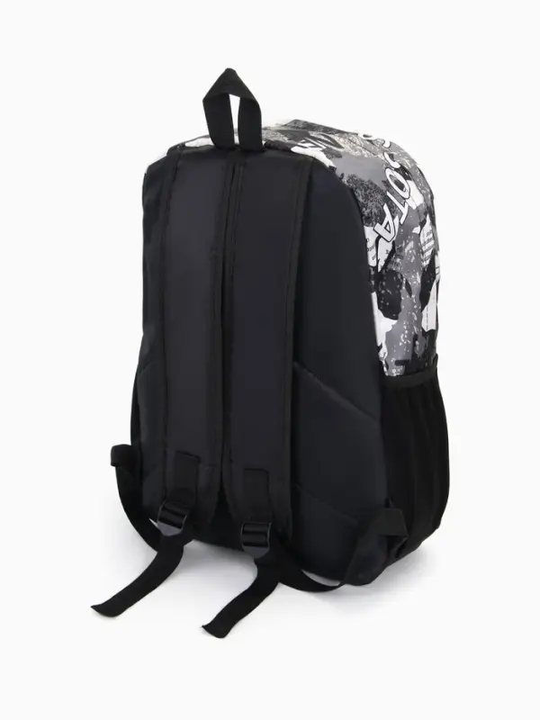 Рюкзак школьный на молнии, с принтом, размер 30&times;13&times;42 см, чёрный