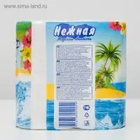 Туалетная бумага &laquo;Нежная&raquo; со втулкой, цветная, &laquo;Морская&raquo;, 2 слоя, 4 рулона
