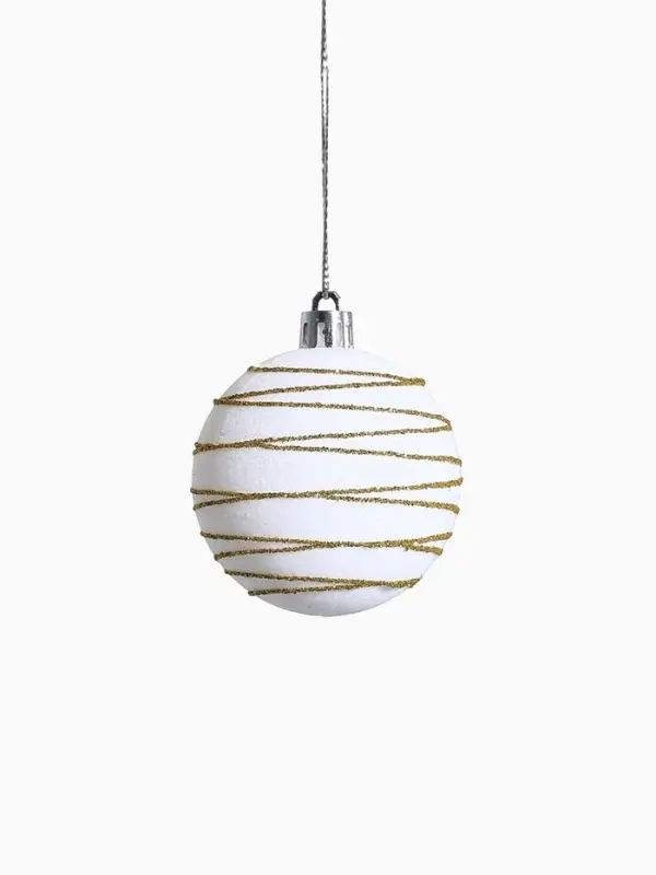 Набор шаров пластик d-6 см, 9 шт Набор шаров пластик d-6 см, 9 шт "Бархат. Карнавал" белый