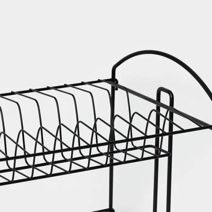 Сушилка для посуды с поддоном 2-х ярусная, разборная, 39.5&times;24&times;29.5 см, чёрная