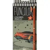 Карандаши цветные 12 цветов FunColor, пластиковые, трёхгранные, МИКС