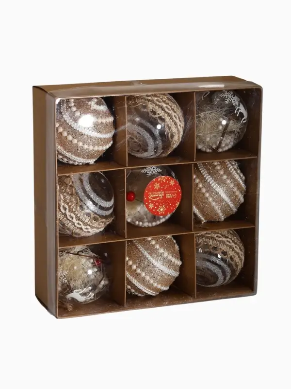 Набор новогодних шаров &laquo;Орсон&raquo;, d=8 см, 9 шт. пластик, грация