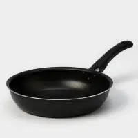 Сковорода &laquo;Классика атлас&raquo;, d=24 см, стеклянная крышка, пластиковая ручка, антипригарное покрытие, алюминий, чёрная