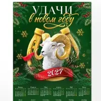 Календарь 2027, настенный, А2 &laquo;Удачи в НГ&raquo;