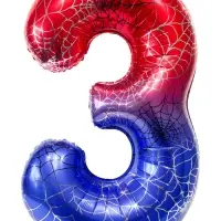 Воздушный шар фольгированный 40" цифра "3" героическая тема, цвет красный и синий, в ин.уп.