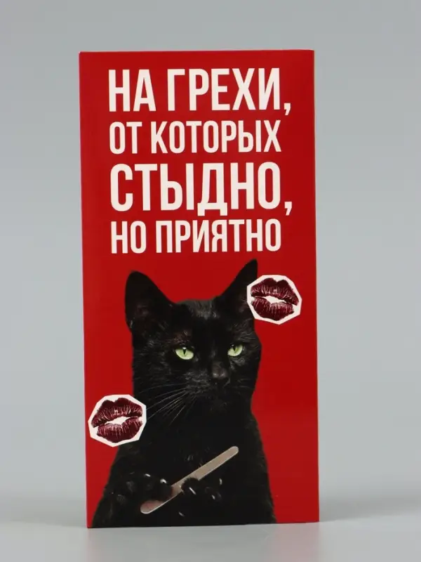 Конверт для денег &laquo;На грехи&raquo;, чёрный кот, 16.5&times;8 см