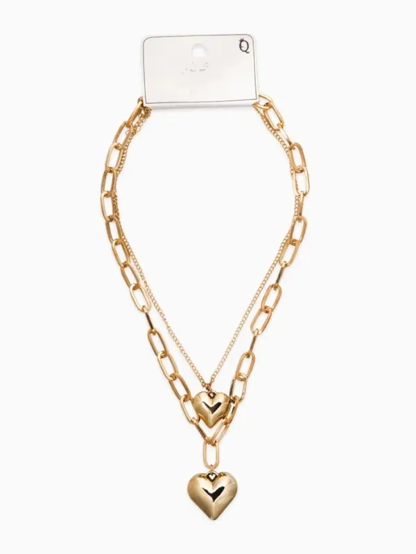Кулон на цепочке &laquo;Сердечки&raquo;, 2 яруса, цвет золото