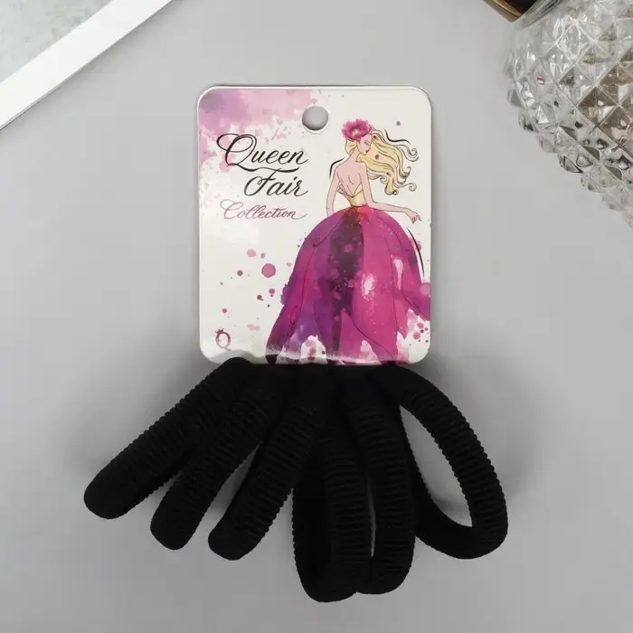 Резинка для волос Резинка для волос "Вивьен" (набор 6 шт) загадка, 4 см, чёрный