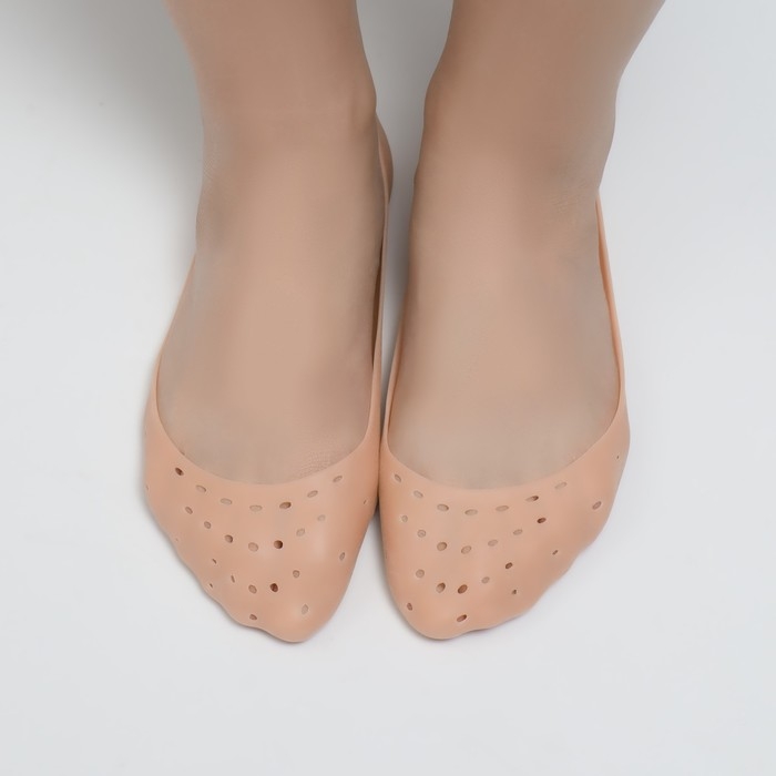 Носочки для педикюра, силиконовые, с перфорацией, 18 × 8 см, цвет бежевый Носочки для педикюра, силиконовые, с перфорацией, 18 × 8 см, цвет бежевый