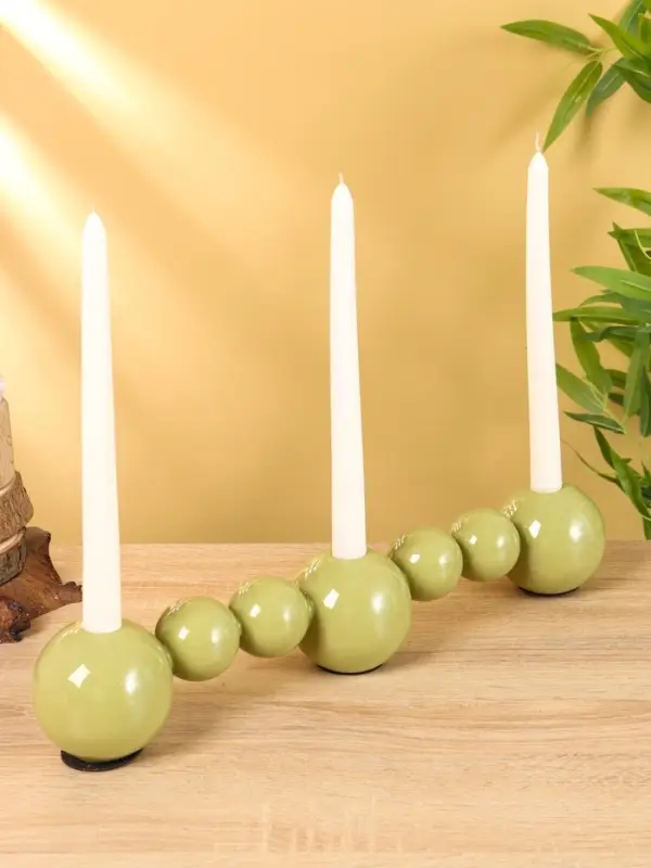Подсвечник на 3 свечи «Бусы», с 7 сферами, 44×8×8 см, оливковый Подсвечник на 3 свечи «Бусы», с 7 сферами, 44×8×8 см, оливковый