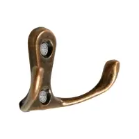 Крючок мебельный ТУНДРА TKD004, двухрожковый, медь, 5 шт