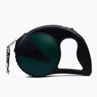 Рулетка - поводок для собак, лента 6 м, чёрная.зелёная