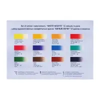 Акварель художественная в кюветах, 12 цветов &times; 2.5 мл, ЗХК &laquo;Белые ночи&raquo;, пластиковая палитра