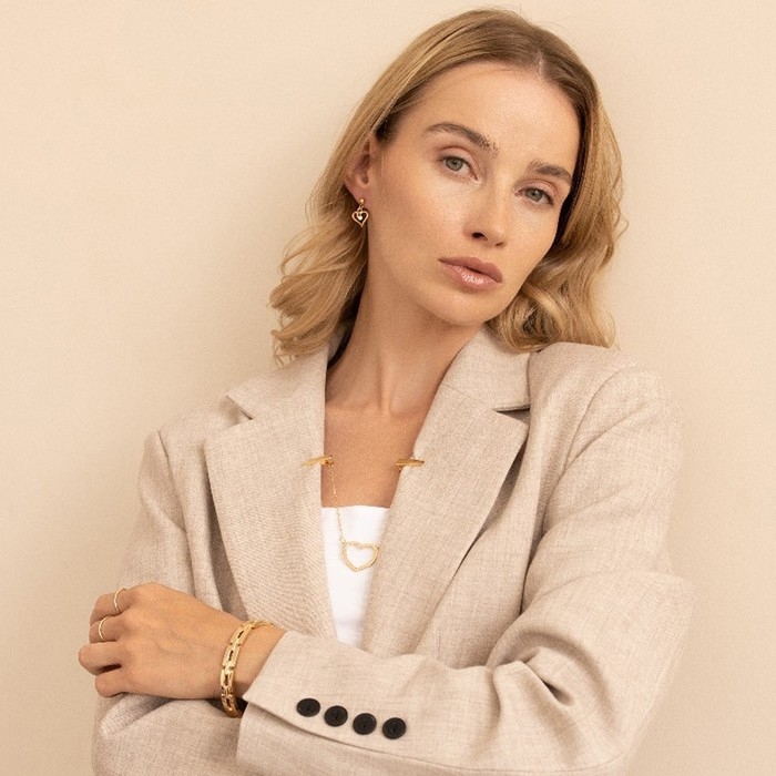 Зажим для кардигана «Сердечко» на цепочках, цвет золото Зажим для кардигана «Сердечко» на цепочках, цвет золото