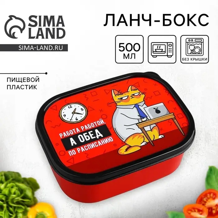 Ланч - бокс прямоугольный &laquo;Обед по расписанию&raquo;, 500 мл