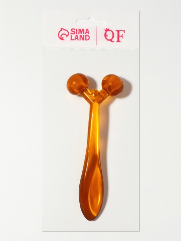 Массажёр для лица и зоны декольте, 2 шара, 14 × 6 × 2 см, цвет коричневый Массажёр для лица и зоны декольте, 2 шара, 14 × 6 × 2 см, цвет коричневый