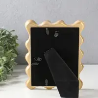 Фоторамка полистоун 10х15 см "Орнамент волна" белая с золотом 15,9х2,2х20,9 см