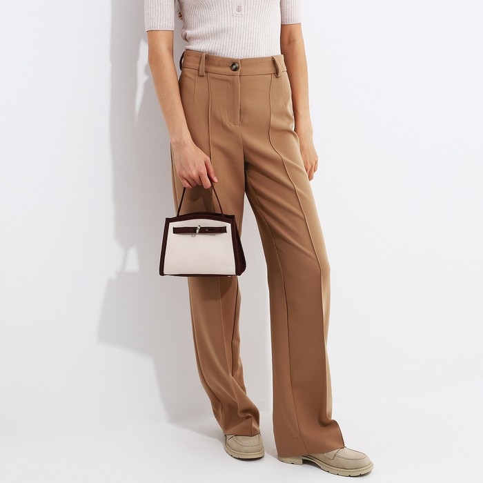 Сумка кросс-боди на молнии, цвет белый/коричневый Сумка кросс-боди на молнии, цвет белый/коричневый