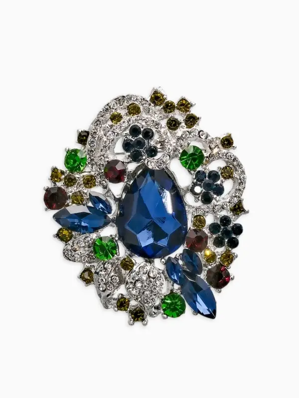 Брошь &laquo;Императрица&raquo;, самоцветная, цветная в серебре