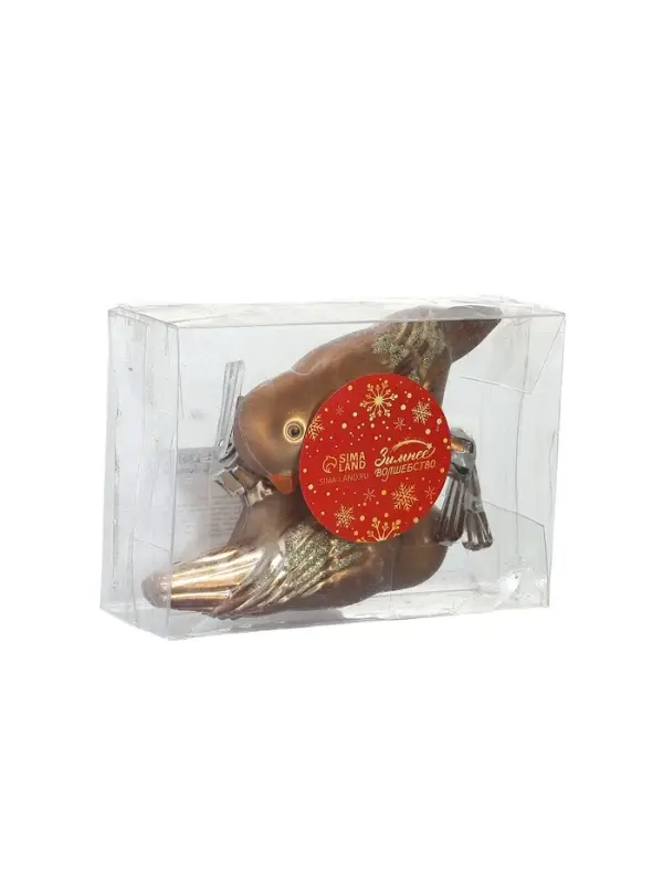 Ёлочные игрушки 2 шт. &laquo;Зимнее волшебство. Воробушек&raquo; пластик, 9&times;4 см, коричневый