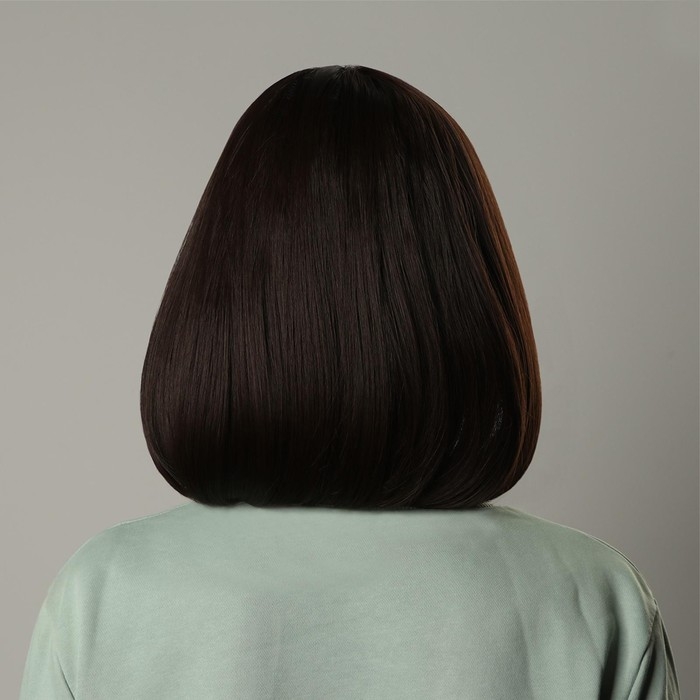 Парик искусственный, с чёлкой, имитация кожи, 30 см, цвет каштановый Парик искусственный, с чёлкой, имитация кожи, 30 см, цвет каштановый