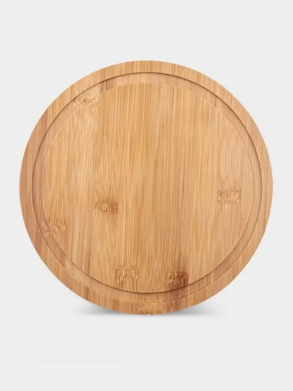 Блюдо с крышкой Доляна &laquo;Эстет&raquo;, d=23.5 см, бамбук, пластик