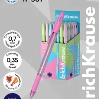 Ручка шариковая ErichKrause R-301 Spring Stick & Grip, узел 0.7 мм, синяя, резиновый упор, МИКС