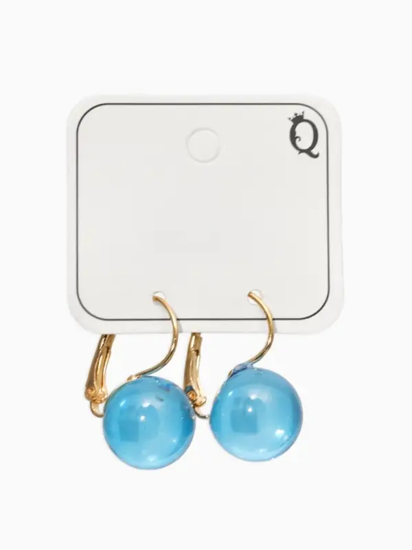 Серьги пластик "Шар №14", цвет синий в золоте