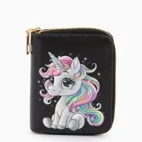 Кошелек дет 07-01-01 Июнь2547 единорог, 8,5*2,5*10,5 см, 2 отд+отд/молн, д/карт, черный